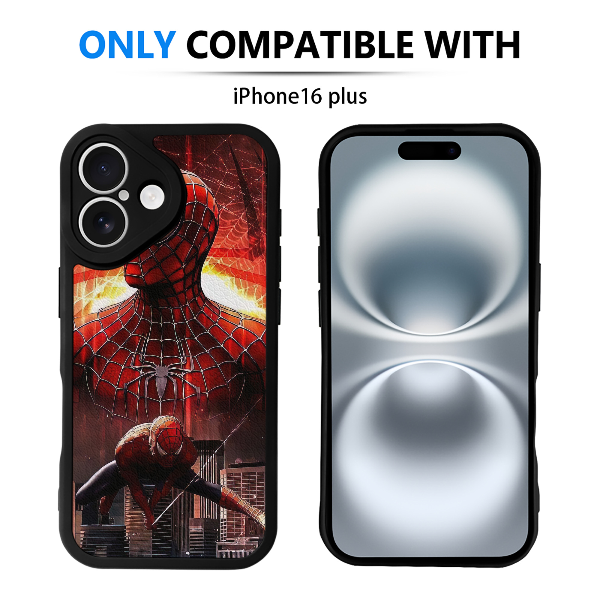 （画像用） Spider Man スパイダーマン 【iPhone 16シリーズ対応】シリコンスマホケース（レザー調） 材質：シリコン